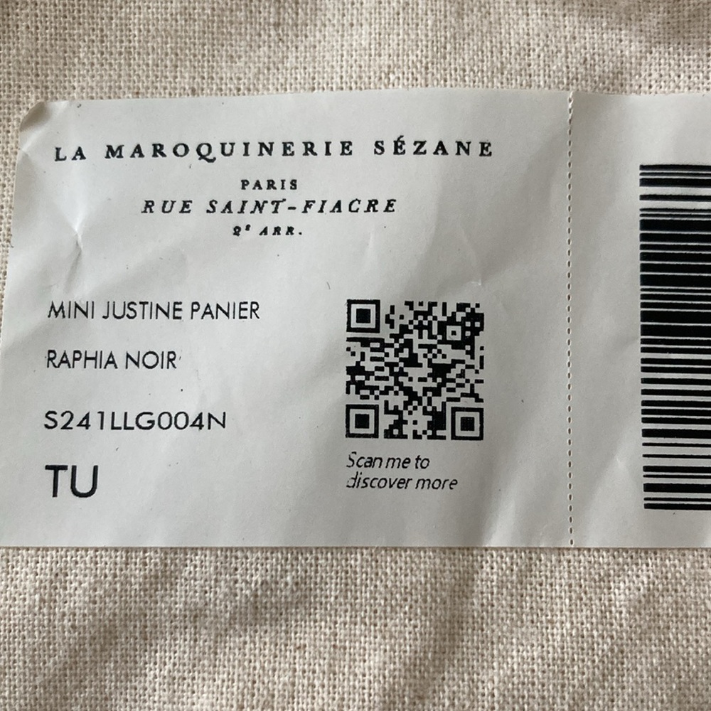 Sezane Mini Justine Basket Bag in Black with Brown Leather Trim - Picture 6 of 7